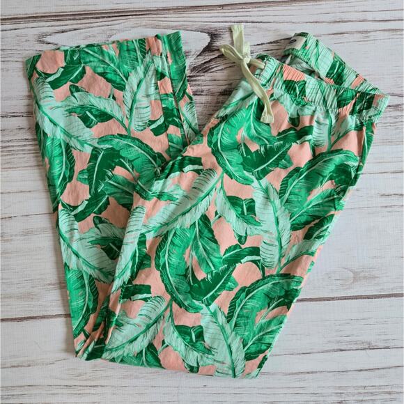 Old Navy Pink and Green Banana Leaf Print Pajama Pants sz Small - Picture 1 of 6